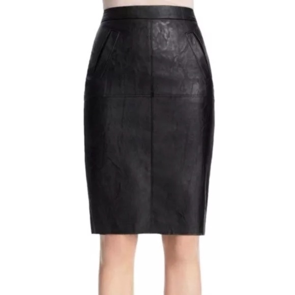 CAbi Dresses & Skirts - {CAbi} Black Faux Leather Pencil Skirt Size 4 EUC